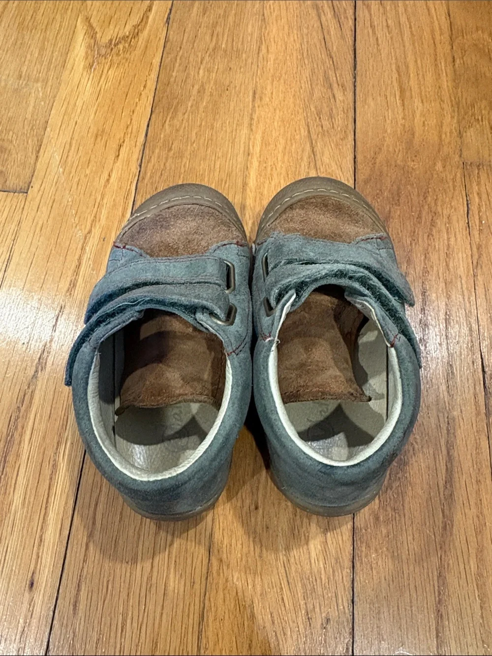 Naturino Olive Green Suede Double-Velcro Toddler Shoes